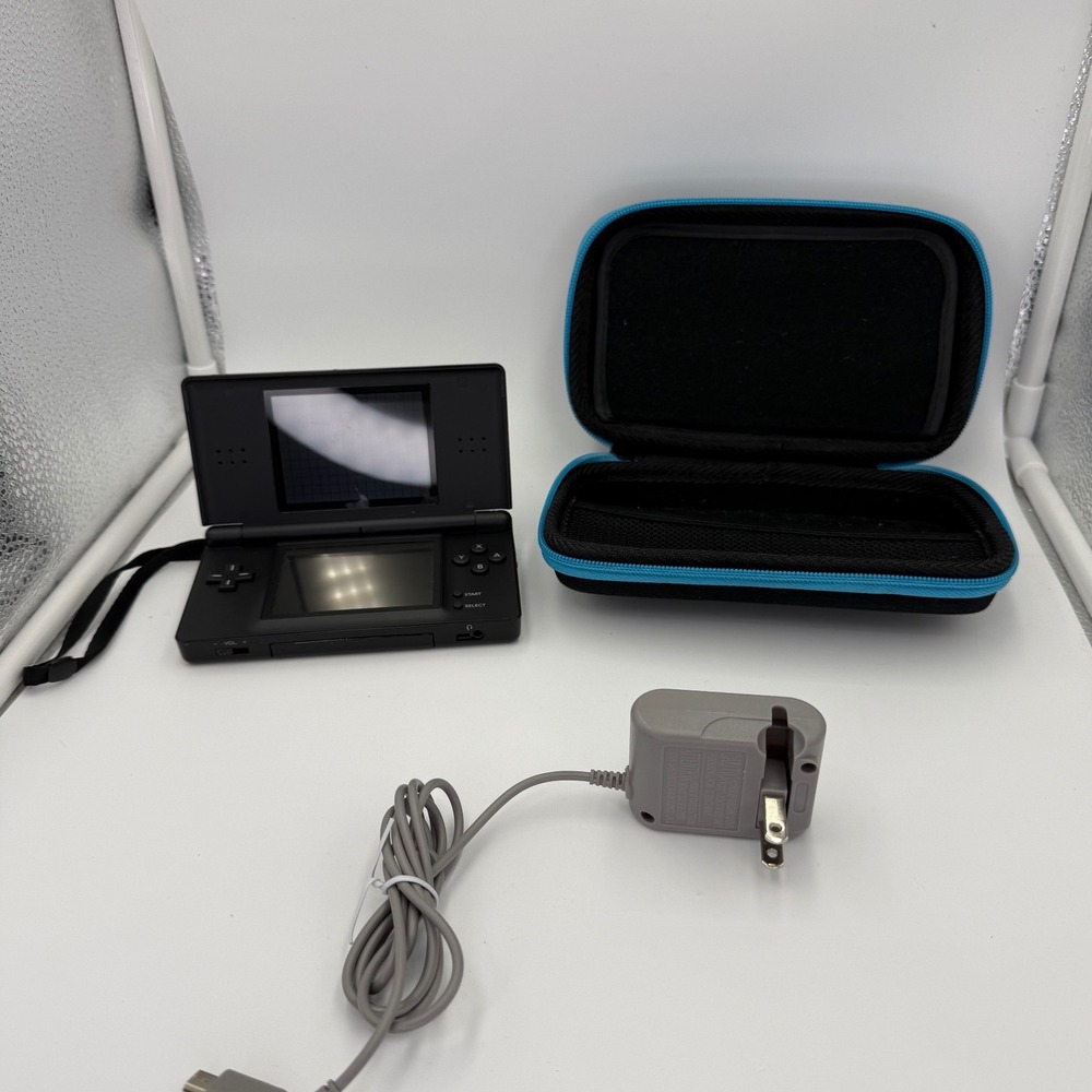 Nintendo DS Lite Onyx Black Handheld Console Bundle with Charger and Case